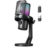 MAONO Mikrofon Kabellos für PC, Gaming Mikrofon mit Software-KI-Stimmänderung, 3-stufiger Rauschunterdrückung, Benutzerdefiniertem RGB-Licht, für Gaming, Podcasting, Streaming, DM40 Pro Schwarz