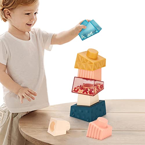 yidin 2 Pcs Stapeln von Blöcken Spielzeug - Activity Cubes Stapeln von Spielzeugblöcken,Bunter Stapelturm Würfel Lern- und Bildungsgeschenk Stapelspielzeug für Kleinkinder 1-3