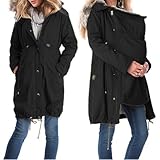 Tragejacke für Mama und Baby 3 in 1 Damen Langarm Kapuze Känguru Umstandsjacke Warm Tragepullover mit Babyeinsatz Warm Umstandsjacke Umstandsmantel Knielanger Pelzkragen Umstandsmode 01