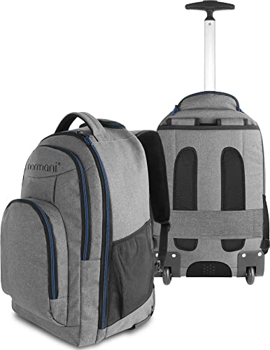 normani Rucksack mit Trolleyfunktion - 30 Liter Volumen Rucksacktrolley zum ziehen mit Laptopfach für Schule, Uni, Reisen, Ausflüge oder Einkaufen Farbe Blau