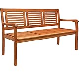 Casaria® Gartenbank Wetterfest Holz FSC®-Zertifiziert 480kg Belastbar 3-Sitzer Armlehne Rückenlehne 153x60cm Garten Balkon Holzbank Eukalyptus Braun