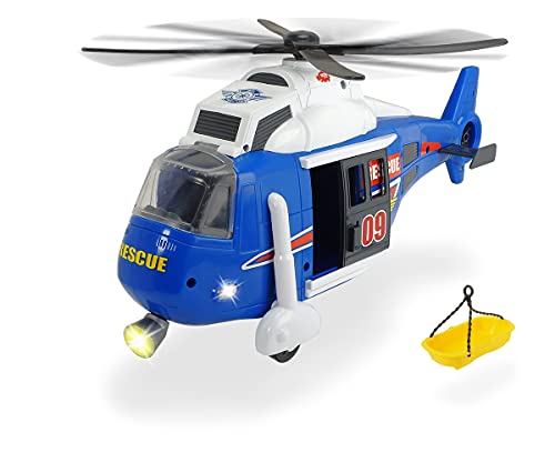 Dickie 203308356 Toys Spielzeughelikopter mit batteriebetriebenen Drehpropeller, Helikopter mit beweglicher Seilwinde, inkl. Trage, Licht & Sound, Batterien enthalten, 41 cm, ab 3 Jahren, Gelb