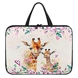 Treer Laptoptasche 10-17 Zoll, Giraffenserie Handtasche Damen Herren, Laptop Tasche mit Reißverschluss, Wasserdichte Tragetasche Laptop Rucksack, Notebook Tasche für Business (Rosa 2,10 Zoll)