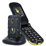 Hammer , all carriers, 0.06 gb, H Dig Rugged (IP68) Flip Phone, großer Akku mit 1200 mAh, Dual-Bildschirm 2, 4 Zoll und 1, 44, Dual-SIM, Bluetooth, Speicherkarte, Schwartz