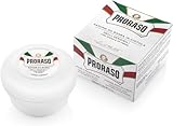 Proraso Shaving Soap inklusive Seifenschale, 150 ml, hautschonende Rasierseife für Herren mit Grünem Tee & Hafer, Rasiercreme für sensible Haut, Made in Italy, Weiss