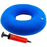 Donut Hämorrhoiden Sitzkissen Aufblasbares Orthopädisch Ringkissen Dekubitus-Kissen Rund Weich Sitzring mit Pumpe für Bettwunden Hämorrhoiden Steibbeinschmerzen Rollstühle Schwangere Grau 35cm