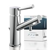 Schütte Waschtischarmatur Cornwall, Badarmatur, Wasserhahn für das Bad, Einhebelmischer mit Ablaufgarnitur, Chrom, Hochdruck