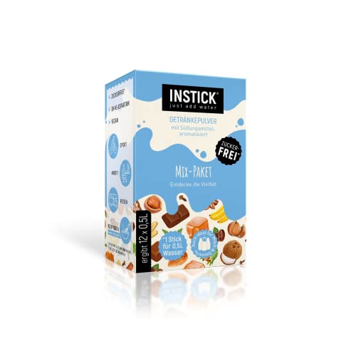 INSTICK | Zuckerfreies Instant-Getränk - Mix-Paket 'Milchsorten' - ideal für Milch | 12-er Packung für 12 x 0,5 L | Getränkepulver - vegan, kalorienarm, mit Vitamin C, aromatisiert