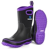 Trudave Gummistiefel für Damen, mittlere Wade, Regenstiefel, wasserdichte Stiefel für Damen, Neopren, isolierte Arbeitsstiefel, Outdoor-Schlammstiefel für Jagd, Landwirtschaft, violett, 37 EU
