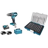 Makita DHP485RTJ Akku-Schlagbohrschrauber 18 V / 5,0 Ah, 2 Akkus, Ladegerät im MAKPAC & Bit-Box 99-teilig, P-81050, 17.6 x 4.4 x 11.8 cm