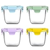800ml Glasbehälter mit Deckel, 4 Stück Glas Frischhaltedosen Suppen Behälter Meal Prep Gläser Luftdicht Vorratsdosen Vorratsbehälter, Glas Aufbewahrungsbehälter Glasschüssel für Suppe Früchte