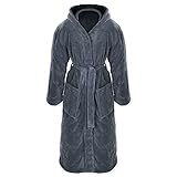Gräfenstayn® Damen & Herren Kuschelfleece Bademantel mit Kapuze Größe S-XXXL mit Öko-Tex Standard 100 Flanell Fleece (L, Anthrazit)