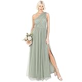 Anaya with Love Damen Womens Ladies Maxi One Cold Shoulder Dress with Slit Split Sleeveless Prom Wedding Guest Bridesmaid Ball Evening Gown Kleid, Forest Green, 44
