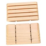 Cabilock 4 Stücke Teiliges aus Natürlichem Wasserdichtem Holz Praktischer Seifenhalter Seifenschale für Bad und Sorgt für Optimale Trocknung und Verlängert