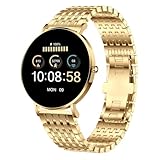 XCOAST SIONA 2 Elegance Gold Smartwatch - 1,3' AMOLED, Wasserdicht, Puls, Blutdruck, Blutsauerstoff, 21 Sportmodi, 7 Tage Akku, iOS&Android, Edelstahl