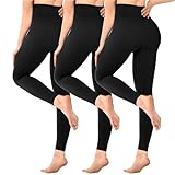 SINOPHANT 3er Pack Leggings Damen High Waist, Blickdicht Schwarze Leggings für Gym Yoga Sport L-XL