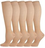 5 Paar Kompressionsstrümpfe Kniestrümpfe Stützstrümpfe Laufsocken für Damen & Herren, Sport, Laufen, Flug, Reisen, Schwangerschaft, Medizinische Kompressionssocken