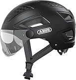 ABUS Stadthelm Hyban 2.0 ACE - Fahrradhelm mit Visier, Licht und ABS-Hartschale - für Damen und Herren - Schwarz Matt, Größe XL