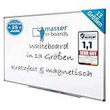 MOB Magnetisches Whiteboard 90x60cm mit Alurahmen und abnehmbare Stiftablage für Büro, Heim und Schule, Magnettafel kratzfest und trocken abwischbar | Magentboard in Hoch- oder Querformat