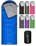 KingCamp Oasis Deckenschlafsäcke mit Kopfteil für Erwachsenen Leichtgewicht 3 Jahreszeiten, Blau, 220 × 75 cm
