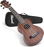 HAVENDI® Sopran Ukulele 21 Zoll Premium Hawaii Gitarre Aquila Saiten Mahagoni Holz inkl. Reisetasche für Anfänger und Profis