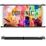 Duronic BPS50 16:9 Beamer Leinwand | 50 Zoll Projektor Leinwand | 16:9 Heimkino | Gain +1 Hängeleinwand für Wand- oder Deckenmontage | 4K UHD, 3D, Full HD 1080p | Kompakte Projektionsleinwand