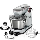 Bosch Küchenmaschine Serie 8 MUM9AX5S00, Edelstahl-Schüssel 5,5 L, integrierte Waage und Timer, Planetenrührwerk, Profi-Knethaken, Schlag-, Rührbesen, Edelstahl, 7 Arbeitsstufen, 1600 W, silber