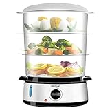 Cecotec Dampfgarer Vapovita 3000 INOX mit 800 W, 3 unabhängigen Behältern, Reisschale, Eierhalter, 60-Minuten-Timer. 2 seitliche Wasseranschlüsse.