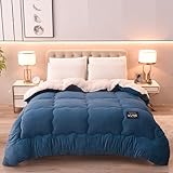 FHQGZT Bettdecke Ganzjahresdecke 4 Jahreszeiten, Steppdecke Mikrofaser Daunendeck, Super Weiche Zudecke Schlafdecke Atmungsaktive 200 x 240 cm (Dark Blue,220x240cm-5kg)