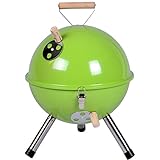 Nexos YG00263_G Mini Grill Kugelgrill Holzkohlegrill für Garten Terrasse Camping Festival Picknick BBQ Barbecue Ø 30 cm grün