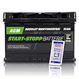ENVA AGM Batterie 12V 70Ah 760A Start-Stop Starterbatterie PKW Autobatterie Wartungsfrei inkl. Pol-Fett - Ersetzt 68Ah 72Ah 74Ah 75Ah 78Ah