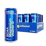 Orthomol Performance Drink: Sportgetränk 2.500 mg BCAA, Koffein, Elektrolyte, Vitamine & Mineralstoffe – Zuckerfrei, Vegan, Beeren-Geschmack, Made in Germany, 12 x 330 ml Dose