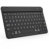 WALWALO Deutsche Wiederaufladbar Drahtlos Bluetooth Tastatur für iPad 10.9/10.2/9.7, iPad Air 6/5/4/3, iPad Pro 13/12.9/11/10.5/9.7, Samsung/Android, Vergrößerte Tastenkappen, Magnetisch, QWERTZ