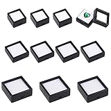 BENECREAT Schmuckkästchen mit transparenten Deckeln für Edelsteine, Münzen, Schmuckverpackung, 3 Größen, Schwarz, 24 Stück