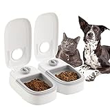 Futterautomat für 2 Mahlzeiten Futterautomat Katze Hunde mit Timer,Pet Feeder BPA-freier Futternapf für Trockenfutter geeignet,Nassfutter