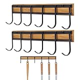 Jeruytgh Küchen Utensilienbügel, Utensiltrack - Küchengeschirrhalter Set von 2 | Wandmontierte Küchengeschirr Organizer mit 6 Haken für Bestecktücher Schlüssel für Küchenschrank Wohnung