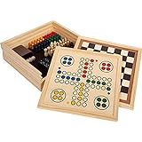 Small Foot Spielesammlung 7 Klassiker aus Holz, Gesellschaftsspiele für die ganze Familie, für Kinder ab 6 Jahren, 12322