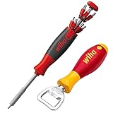 Wiha LiftUp 26one® Schraubendreher 13-tlg. mit Doppelbit Set im Griff I Bithalter I Innenvierkant, Innensechskant, PH, PZ, Schlitz, TORX (43895) inkl. Flaschenöffner SoftFinish® Werkzeuggriff