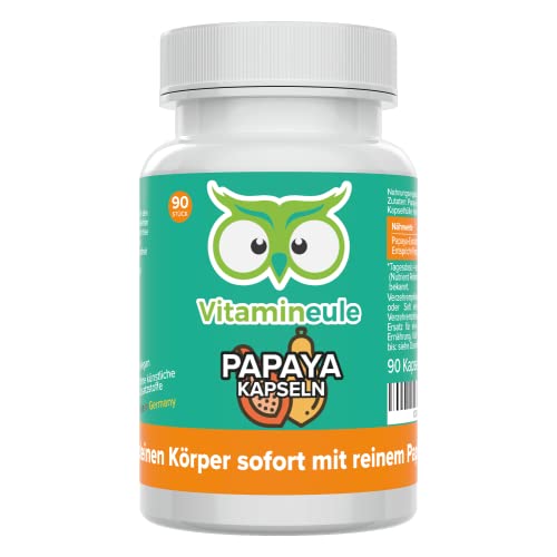 Papaya Kapseln - hochdosiert - 400 mg Extrakt (10:1) - hoher Anteil an Enzymen & Papain - Qualität aus Deutschland - ohne Zusätze - vegan - laborgeprüft - Proteolytische Aktivität - Vitamineule®