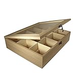 RAYHER HOBBY 6241500 DIY Tee-Box aus Holz, 12 Fächer, Aufbewahrung von Teebeuteln, Kaffeepads, Gewürzen, Kräutern etc., Kreativ-Deko-Box, 28, 5 x 23, 5 x 7 cm