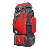 Notfallrucksack, große Kapazität, tragbarer und vielseitiger Wanderrucksack, leichter Rucksack für Damen und Herren, geeignet für Reisen, Camping und Urlaub, Rucksack für Jungen und Jugendliche (rot