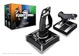 Maxx Tech HOTAS Pro Flight Combo Kit für PC, Xbox & PS4, Joystick - 8-Wege-HAT-Schalter, Schnellfeuer-Auslöser, Dreh-Ruder-Steuerung & Schiebeachse