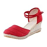 espadrilles für damen, Keilsandaletten Damen Mit Geschlossene Keilabsatz Schuhe Bequem Sommerschuhe Elegant Sandalen Wedges Keilsandalen Strandsandalen Leicht Pumps Slingback Sandaletten Espadrilles