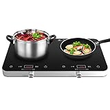 Induktionskochfeld 2 Platten, Cooktron Doppel-Induktionskochplatte mit Touch & Knopfsteuerung, Unabhängige Steuerung, 10 Temperaturstufen, 3500W Max, 4-Stunden-Timer, Ideal für Heimküche & Camping