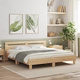 Faroom Holzbett Futonbett Bett 180x200 cm mit Lattenrost & Kopfteil, Bettrahmen Holzwerkstoff Einzelbett Doppelbett Bettgestell Sonoma-Eiche