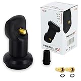 Premium X Single LNB - 1Fach - für 1 Teilnehmer - 4K Full HD - mit Wetterschutz und LTE Filter + 2X F-Stecker für Satellitenschüssel Digital TV Fernseher SAT Receiver - Schwarz