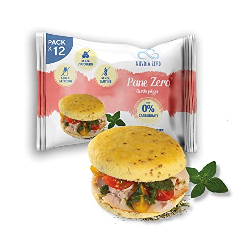 Nuvola Zero – Pane Zero Pizza, Brötchen ohne Kohlenhydrate, zuckerfrei, laktosefrei, reich an Ballaststoffen und Proteinen, glutenfrei, 12er-Packung, Made in Italy
