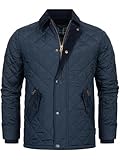Indicode Herren INAldos Steppjacke mit Cordkragen und Rautensteppung | Daunenjacke für Männer Navy M