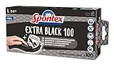 Spontex Extra Black Einmalhandschuhe aus Vinyl, ungepudert und latexfrei, vielseitig einsetzbar, in praktischer Spenderbox, Größe L, 100er Pack, schwarz