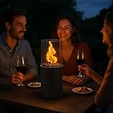 TOM Innovation XXL Gas Tischkamin - 12 Stunden Brenndauer für Indoor & Outdoor – Tisch Kamin Set – Tischfeuer mit Deko-Steinen – Plus 3X 190 g Stechgaskartusche